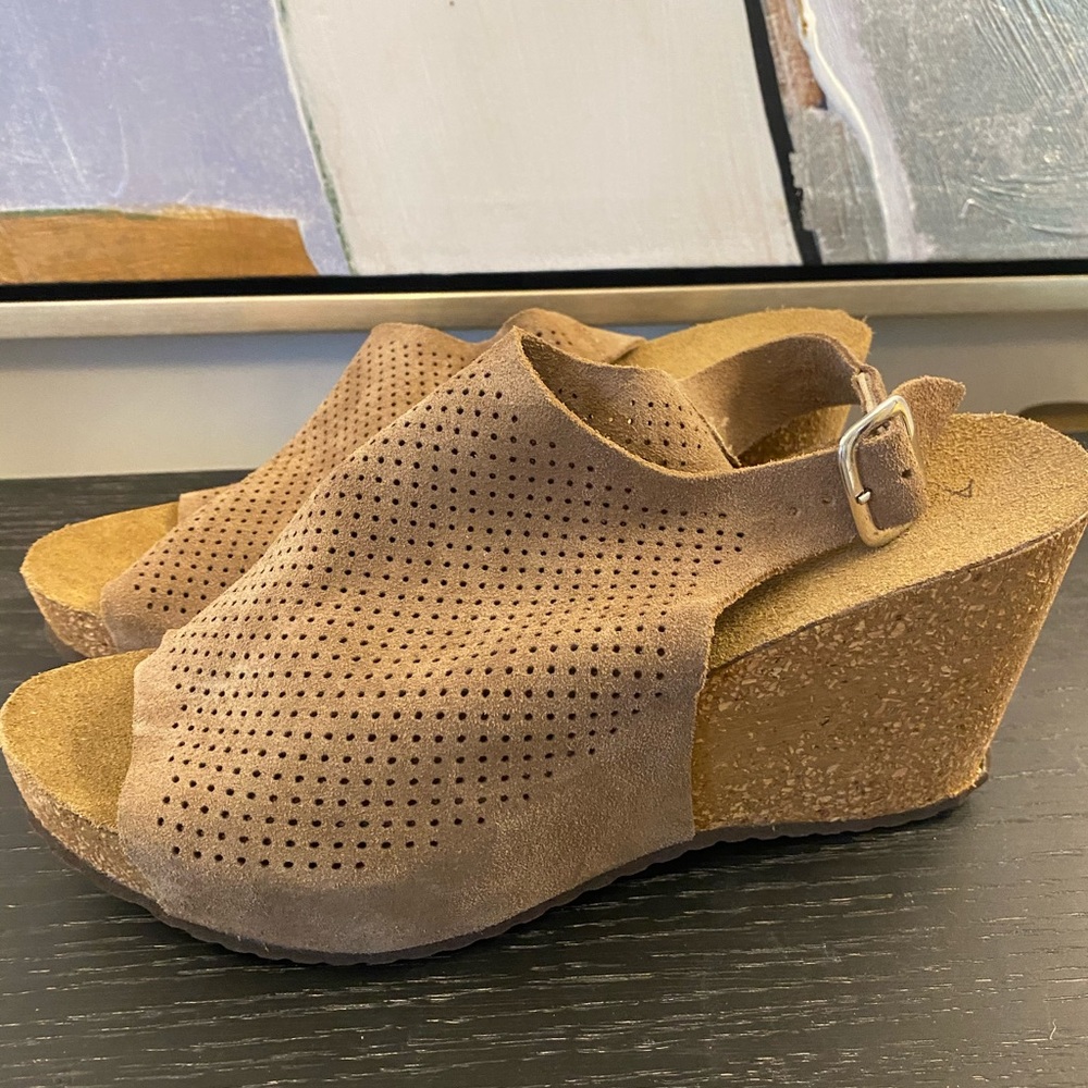Leather cork wedges made in Italy